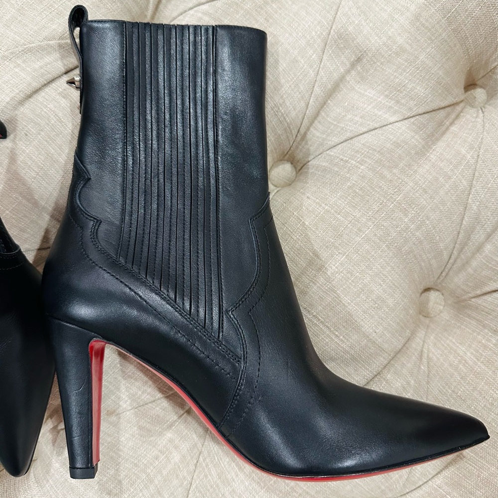 Christian Louboutin 85mm Santigag calf leather chelsea boots size 37.5 - Picture 5 of 11